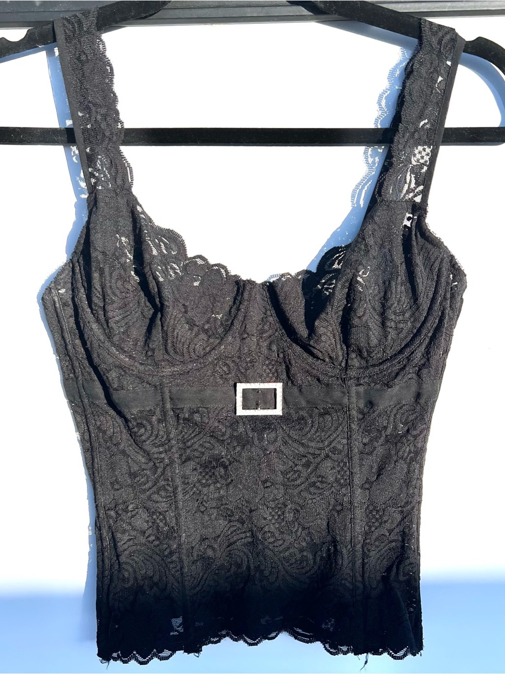 Frederick’s Of Hollywood Women’s Bustier Top Size 34 Small Black Lace Victorian